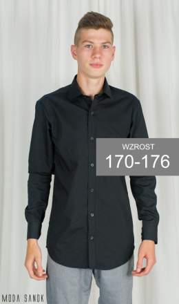 Męska koszula Lazarotte z długim rękawem wzrost 170-176 - czarna - Moda Sanok
