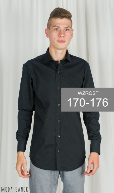 Męska koszula Lazarotte z długim rękawem wzrost 170-176 - czarna - Moda Sanok Męska koszula Lazarotte z długim rękawem wzrost 170-176 - czarna - Moda Sanok
