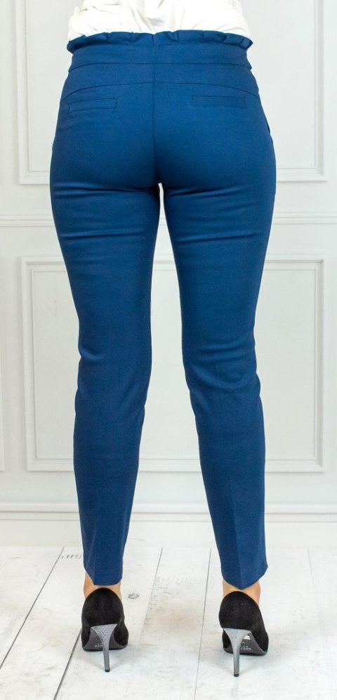 Spodnie BB damskie eleganckie cygaretki 7/8 z falbanką- granatowe - Moda Sanok Spodnie BB damskie eleganckie cygaretki 7/8 z falbanką- granatowe - Moda Sanok