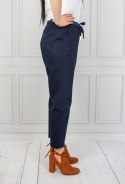Oryginalne spodnie LAVINIA damskie wiązane na gumce eleganckie - granatowe - Moda Sanok Oryginalne spodnie LAVINIA damskie wiązane na gumce eleganckie - granatowe - Moda Sanok