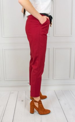Oryginalne spodnie Lavinia damskie wiązane na gumce eleganckie - WINO (bordo) - Moda Sanok