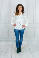 Biała damska koszula w zielone groszki Moda Sanok
