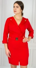 Elegancka sukienka OMBRE z złotą klamrą - czerwona - Moda Sanok Elegancka sukienka OMBRE z złotą klamrą - czerwona - Moda Sanok