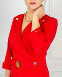 Elegancka sukienka OMBRE z złotą klamrą - czerwona - Moda Sanok Elegancka sukienka OMBRE z złotą klamrą - czerwona - Moda Sanok