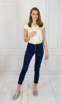 Granatowe jeansy z dziurami Moda Sanok