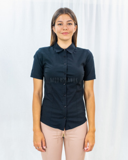 Elegancka koszula damska w kolorze czarnym z krótkim rękawem Strefa Mody - MODA SANOK