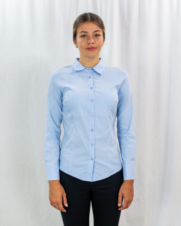 Elegancka niebieska koszula damska z długim rękawem Strefa Mody - MODA SANOK