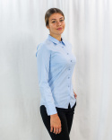 Elegancka niebieska koszula damska z długim rękawem Strefa Mody - MODA SANOK Elegancka niebieska koszula damska z długim rękawem Strefa Mody - MODA SANOK