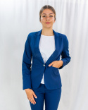 Elegancki granatowy żakiet BB zapinany na złoty, błyszczący guzik - MODA SANOK Elegancki granatowy żakiet BB zapinany na złoty, błyszczący guzik - MODA SANOK