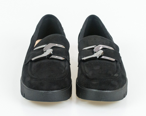 Czarne buty loafersy ze srebrnym grubym łańcuszkiem na lekkiej platformie SERGIO LEONE - MODA SANOK Czarne buty loafersy ze srebrnym grubym łańcuszkiem na lekkiej platformie SERGIO LEONE - MODA SANOK