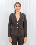 Damski elegancki garnitur w kolorze brązowym - spodnie i marynarka MTM - MODA SANOK Damski elegancki garnitur w kolorze brązowym - spodnie i marynarka MTM - MODA SANOK