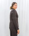 Damski elegancki garnitur w kolorze brązowym - spodnie i marynarka MTM - MODA SANOK Damski elegancki garnitur w kolorze brązowym - spodnie i marynarka MTM - MODA SANOK