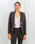 Damski elegancki garnitur w kolorze brązowym - spodnie i marynarka MTM - MODA SANOK Damski elegancki garnitur w kolorze brązowym - spodnie i marynarka MTM - MODA SANOK