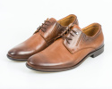 Eleganckie skórzane męskie brązowe buty z przyciemnianym przodem gładkie - MODA SANOK Eleganckie skórzane męskie brązowe buty z przyciemnianym przodem gładkie - MODA SANOK