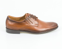Eleganckie skórzane męskie brązowe buty z przyciemnianym przodem gładkie - MODA SANOK Eleganckie skórzane męskie brązowe buty z przyciemnianym przodem gładkie - MODA SANOK
