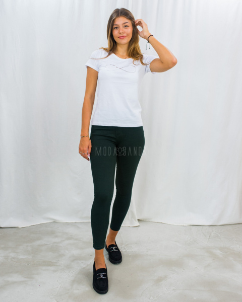 Proste elastyczne przylegające ciemnozielone spodnie push up PINK FASHION DENIM - MODA SANOK Proste elastyczne przylegające ciemnozielone spodnie push up PINK FASHION DENIM - MODA SANOK