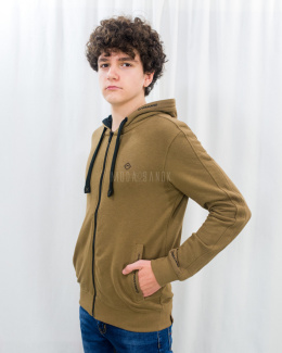 Bluza VOLCANO bawełniana dzianinowa męska w kolorze beżowym z czarnymi elementami - MODA SANOK