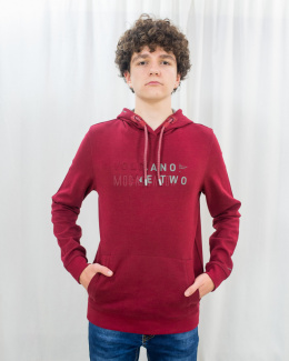 Bluza VOLCANO dzianinowa w kolorze czerwonym z napisem i połączoną kieszenią kangurka - MODA SANOK