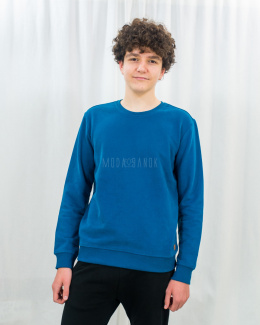 Bluza VOLCANO w kolorze niebieskim prosta uniwersalna gładka dzianinowa - MODA SANOK