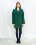 Elegancki damski płaszcz MORIS w kolorze butelkowej zieleni z wełną w składzie model LIZA - MODA SANOK Elegancki damski płaszcz MORIS w kolorze butelkowej zieleni z wełną w składzie model LIZA - MODA SANOK