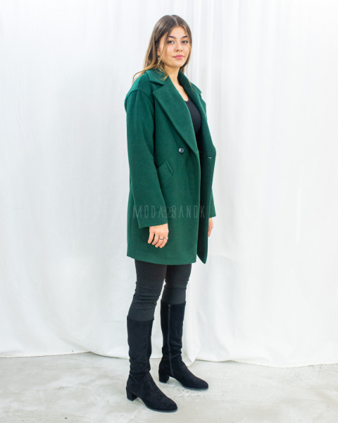 Elegancki damski płaszcz MORIS w kolorze butelkowej zieleni z wełną w składzie model LIZA - MODA SANOK Elegancki damski płaszcz MORIS w kolorze butelkowej zieleni z wełną w składzie model LIZA - MODA SANOK