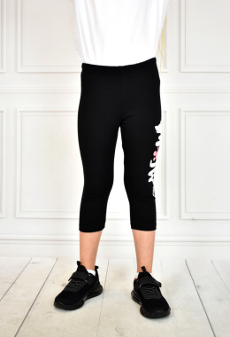 Bawełniane legginsy 3/4 w kolorze czarnym z kotkiem PIK - MODA SANOK