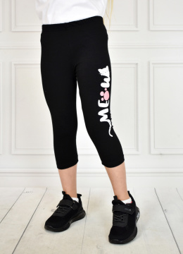Bawełniane legginsy 3/4 w kolorze czarnym z kotkiem PIK - MODA SANOK