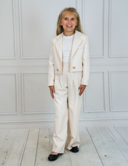 Elegancki żakiet z ozdobnym guziczkiem w kolorze jasnego beżu ANBOR - MODA SANOK