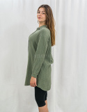 Jasno zielona bawełniana długa koszula zapinana na małe guziki - MODA SANOK