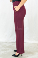 Bordowe eleganckie spodnie damskie z szeroką nogawką i rzędowymi guzikami CORALLINE- MODA SANOK Bordowe eleganckie spodnie damskie z szeroką nogawką i rzędowymi guzikami CORALLINE- MODA SANOK