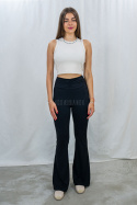 Czarne wygodne spodnie damskie dzwony typu leggins MODA SANOK