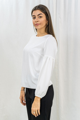 Damska elegancka bluzka z długim rękawem w kolorze białym - MODA SANOK