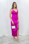Elegancka sukienka satynowa maxi w kolorze mocnego różu KATNISS - MODA SANOK Elegancka sukienka satynowa maxi w kolorze mocnego różu KATNISS - MODA SANOK