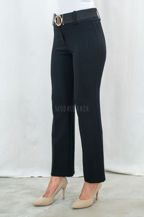 Eleganckie spodnie z pasem w kolorze czarnym BARTON - MODA SANOK Eleganckie spodnie z pasem w kolorze czarnym BARTON - MODA SANOK