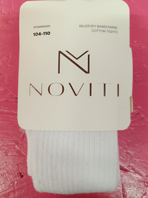 Grube bawełniane rajstopy dla dziewczynki w kolorze białym NOVITI - MODA SANOK Grube bawełniane rajstopy dla dziewczynki w kolorze białym NOVITI - MODA SANOK