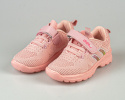 Buty dziewczęce sportowe  w kolorze różowym z brokatowymi paskami zapinane na rzep - MODA SANOK