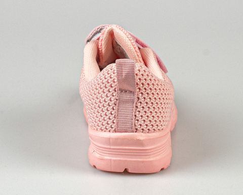 Buty dziewczęce sportowe  w kolorze różowym z brokatowymi paskami zapinane na rzep - MODA SANOK