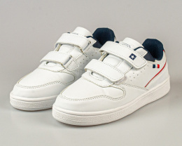 Buty sportowe białe chłopięce na rzepy z przeszyciami - MODA SANOK