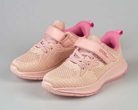 Buty sportowe dziewczęce różowe lekkie zapinane na rzep - MODA SANOK