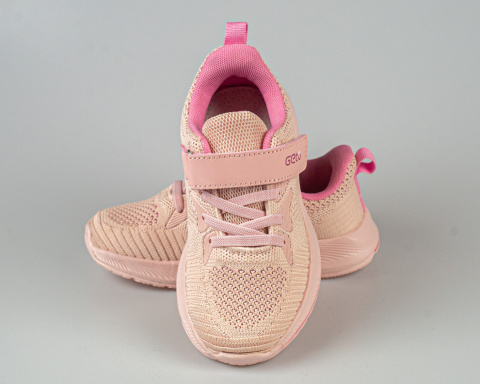 Buty sportowe dziewczęce różowe lekkie zapinane na rzep - MODA SANOK