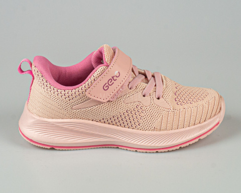 Buty sportowe dziewczęce różowe lekkie zapinane na rzep - MODA SANOK