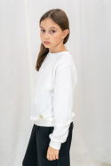 Elegancki sweter dziewczęcy w kolorze ecru CARMEN - MODA SANOK