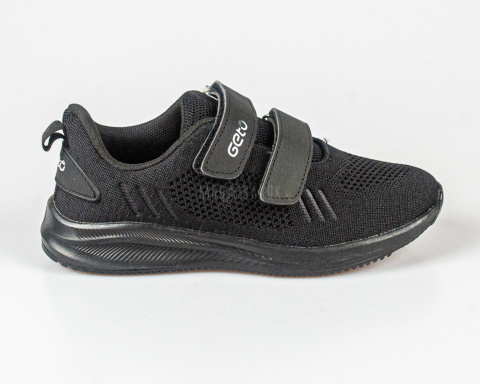 Czarne chłopięce buty sportowe, lekkie i przewiewne zapinane na dwa rzepy - MODA SANOK