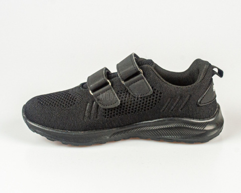 Czarne chłopięce buty sportowe, lekkie i przewiewne zapinane na dwa rzepy - MODA SANOK