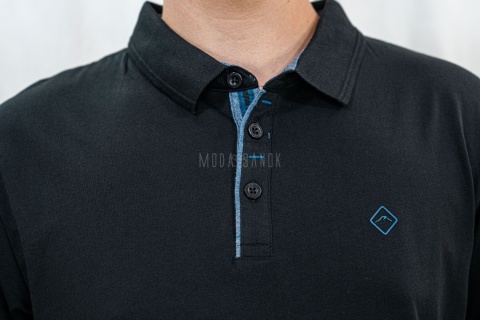 Czarna męska koszulka polo O-NIKOS VOLCANO - MODA SANOK