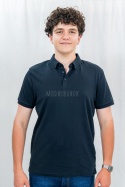 Klasyczna granatowa męska koszulka polo O-VOLVI VOLCANO - MODA SANOK