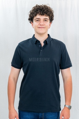 Klasyczna granatowa męska koszulka polo O-VOLVI VOLCANO - MODA SANOK