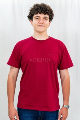 Bordowa klasyczna koszulka męska TDS - MODA SANOK
