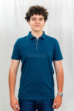 Turkusowa męska koszulka polo O-NIKOS VOLCANO - MODA SANOK