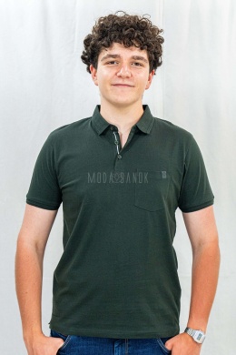 Ciemnozielona męska koszulka polo O-DRAGO VOLCANO - MODA SANOK